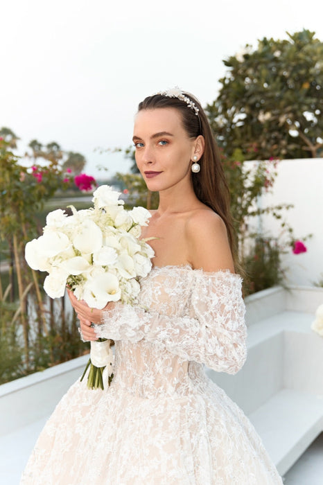 Off-the-Shoulder Aline Wedding Dress with Sleeves