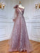 Extreme Pink Sexy One-Shoulder Feather Elegant Evening Dress