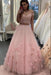 Eye-catching Amazing Two Piece Floor Length Tulle Prom Lace Long Off the Shoulder Dress with Flower - Prom Dresses