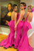 Fascinating Attractive Elegant Sexy Backless Fuchsia Mermaid Dresses Unique Straps Bridesmaid Dress - Prom Dresses
