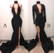 Fascinating Chic Awesome Sexy Black Straps Deep V-neck Mermaid Split Sleeveless Evening Dress with Lace - Prom Dresses