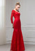Fascinating Excellent Red Long Sleeves V Neck Mermaid Floor Length Evening Dress with Lace - Prom Dresses
