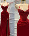 Fashion Red Spaghetti Strap Split Mermaid Prom Dress