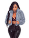 Faux Fur Coats For Women Grey Turndown Collar Long Sleeves Oversized Stretch Winter Coat