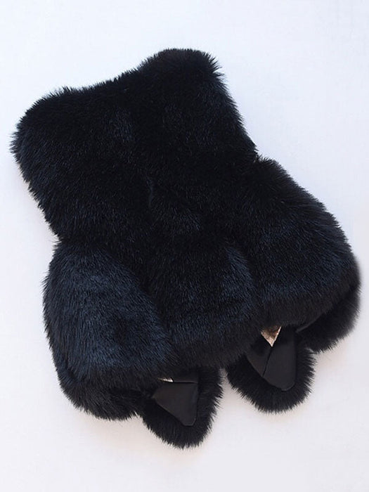 Faux Fur Coats Grey Sleeveless Casual Short Winter Vest Overcoat