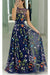 Jewel Neck A-line Sleeveless Prom Dress with Embroidery Flowers