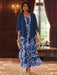 Floral Tiered Chiffon Mother of the Bride Dress Ankle Length with 3/4 Sleeves