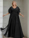 Plus size black chiffon gown with flutter sleeves
