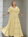 Plus size butter yellow chiffon gown with flutter sleeves