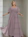 Dusk plus size chiffon mother of the bride gown with flutter sleeves