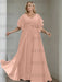 Dusty Rose plus size chiffon mother of the bride gown with flutter sleeves