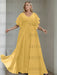 Gold plus size chiffon mother of the bride gown with flutter sleeves