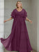 Grape plus size chiffon mother of the bride gown with flutter sleeves