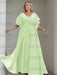 Plus size light green chiffon gown with flutter sleeves