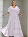 Lilac plus size chiffon mother of the bride gown with flutter sleeves