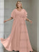 Mauve plus size chiffon mother of the bride gown with flutter sleeves