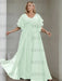 Mist Blue plus size chiffon mother of the bride gown with flutter sleeves