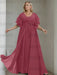 Mulberry plus size chiffon mother of the bride gown with flutter sleeves