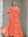 Papaya plus size chiffon mother of the bride gown with flutter sleeves