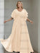 Pearl Pink plus size chiffon mother of the bride gown with flutter sleeves