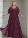 Plum plus size chiffon mother of the bride gown with flutter sleeves