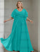 Pool plus size chiffon mother of the bride gown with flutter sleeves
