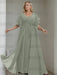 Sage plus size chiffon mother of the bride gown with flutter sleeves