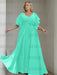 Spa plus size chiffon mother of the bride gown with flutter sleeves