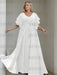 White plus size chiffon mother of the bride gown with flutter sleeves