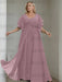 Wisteria plus size chiffon mother of the bride gown with flutter sleeves