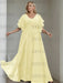 Yellow plus size chiffon mother of the bride gown with flutter sleeves
