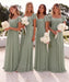 Bridelily Women's Flutter Sleeves Bridesmaid Dresses Square Neck Chiffon Maxi Dres