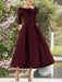 Folded collar dress with bow detail in burgundy
