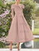 Folded collar dress with bow detail in dusty rose