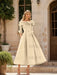 Folded collar dress with bow detail in ivory cream