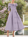 Folded collar dress with bow detail in lilac