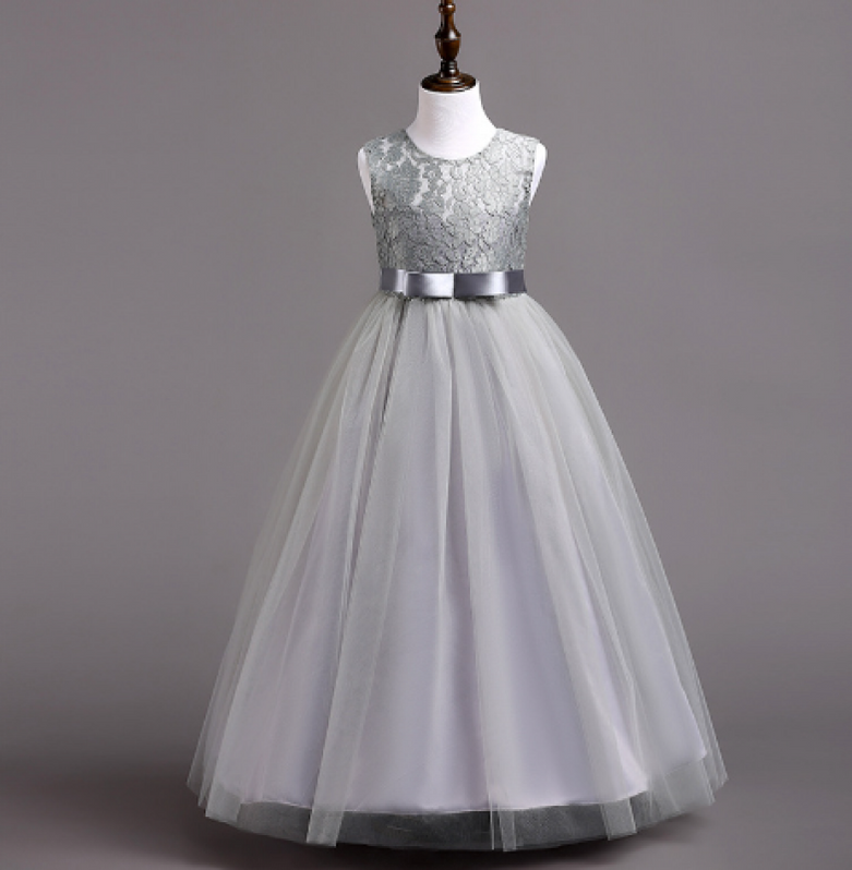 Formal Little Kids Dress for Wedding Jewel Neck Sleeveless Flower Girl ...