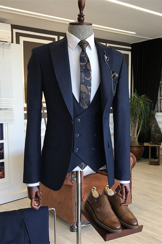 Morden Blue Prince Prom Suit - Three-Pieces Peaked Lapel main image 1