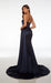 Formal Prom Dress Halter Open Back Long Straight with High Slit