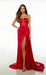 Formal Prom Dress Halter Open Back Long Straight with High Slit