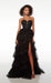 Formal Prom Dress Long Sleeveless V Neck Tulle Gown with Slit Gloves