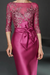 Fuchsia Bateau 3/4 Long Sleeves Satin Mother of the Bride Dresses with Lace - Prom Dresses