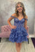 Sparkly Fuchsia Tiered Lace A-Line Short Homecoming Dress