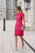 Fuchsia Lace Formal Dresses Knee Length Mother of the Bride Dress Cap Sleeves