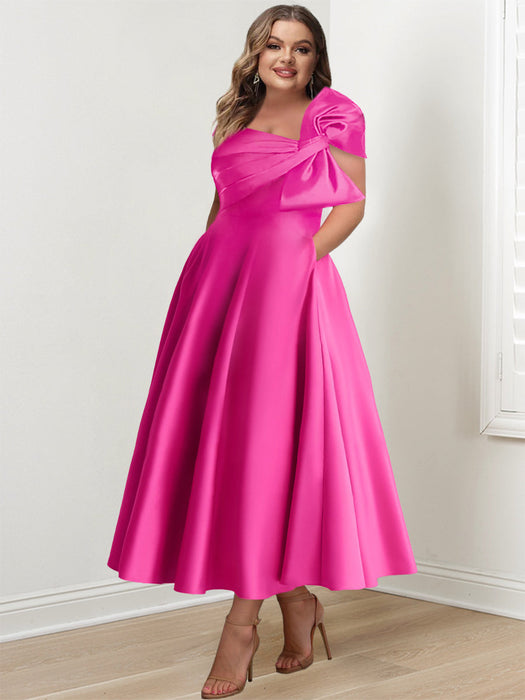 Off-the-Shoulder Sleeveless A-Line Princess Ankle-Length Mother of the Bride Dress with Bow(s)