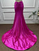 Fuchsia One Shoulder Sequins Sleeveless Mermaid Prom Dress - Prom Dresses