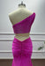 Fuchsia One Shoulder Sequins Sleeveless Mermaid Prom Dress - Prom Dresses