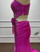 Fuchsia One Shoulder Sequins Sleeveless Mermaid Prom Dress - Prom Dresses