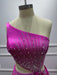 Fuchsia One Shoulder Sequins Sleeveless Mermaid Prom Dress - Prom Dresses