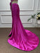 Fuchsia One Shoulder Sequins Sleeveless Mermaid Prom Dress - Prom Dresses